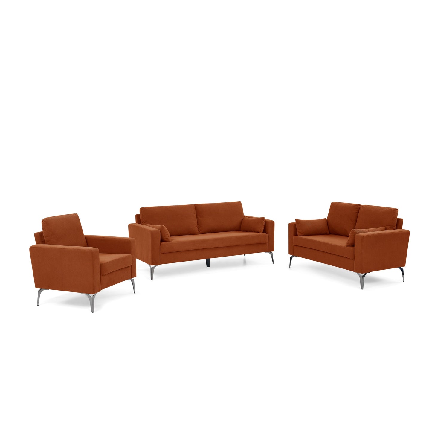 3 Piece Living Room Sofa Set, including 3-Seater Sofa, Loveseat and