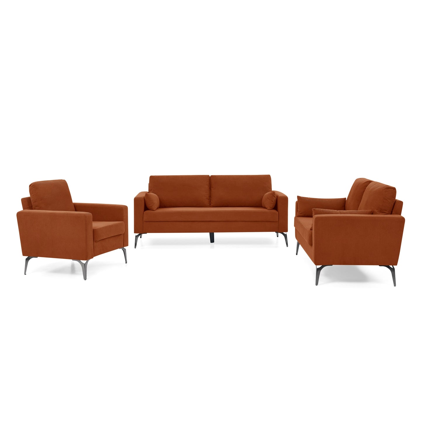 3 Piece Living Room Sofa Set, including 3-Seater Sofa, Loveseat and
