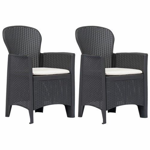 Garden Chairs 2 pcs with Cushion White Plastic Rattan Look