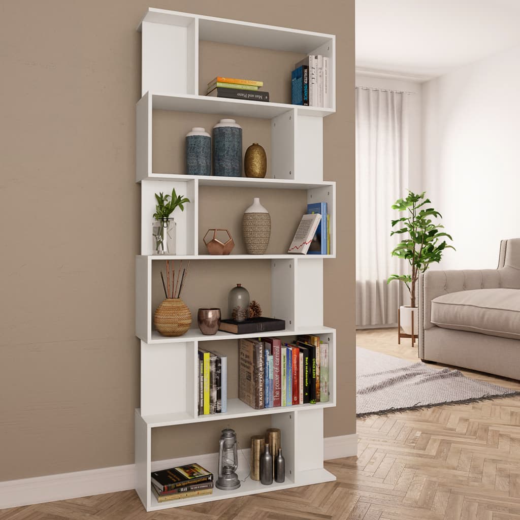 Book Cabinet/Room Divider White 31.5"x9.4"x75.6" Chipboard