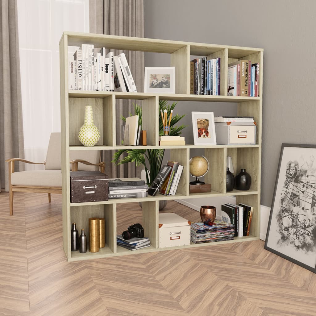 Room Divider/Book Cabinet Black 43.3"x9.4"x43.3" Chipboard
