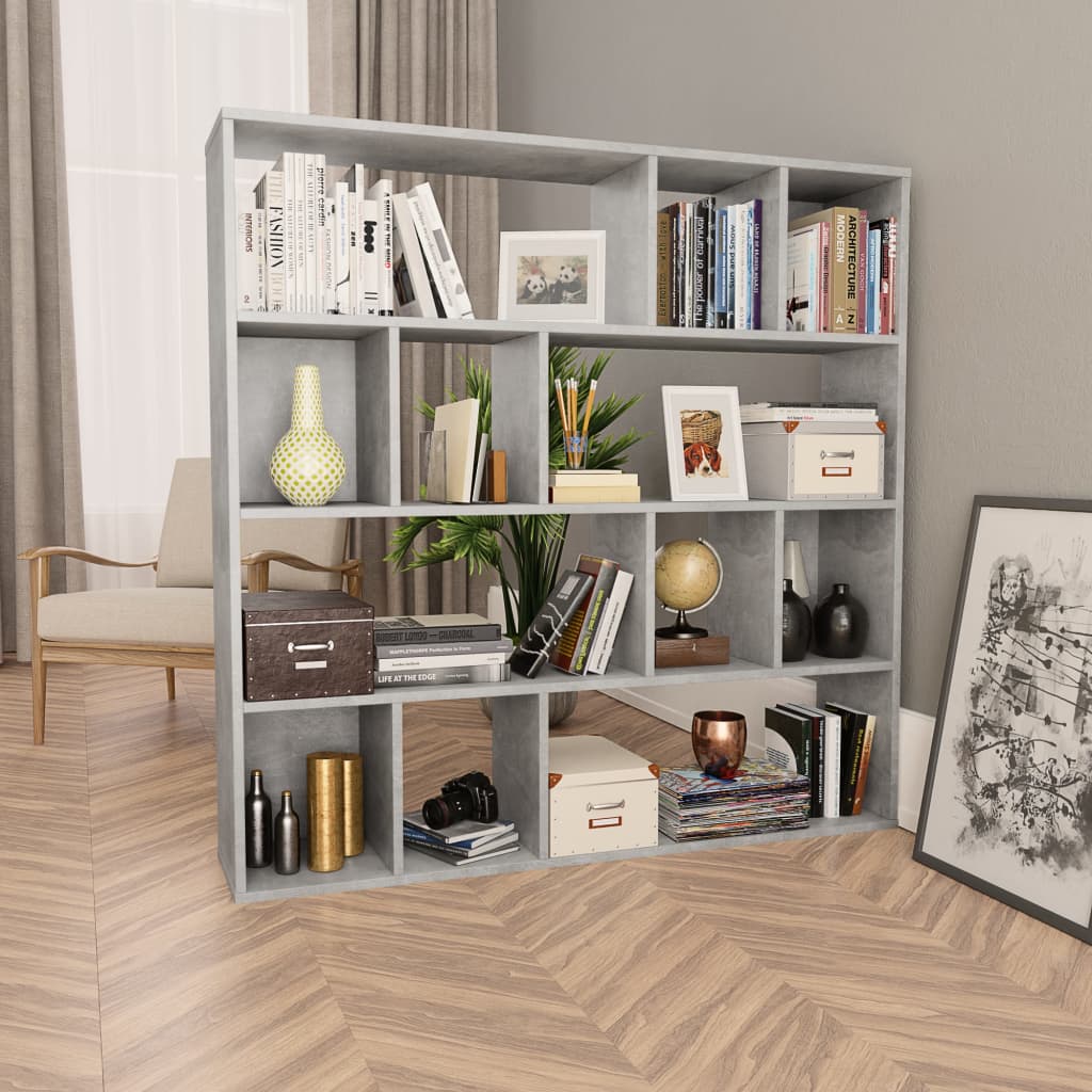 Room Divider/Book Cabinet Black 43.3"x9.4"x43.3" Chipboard