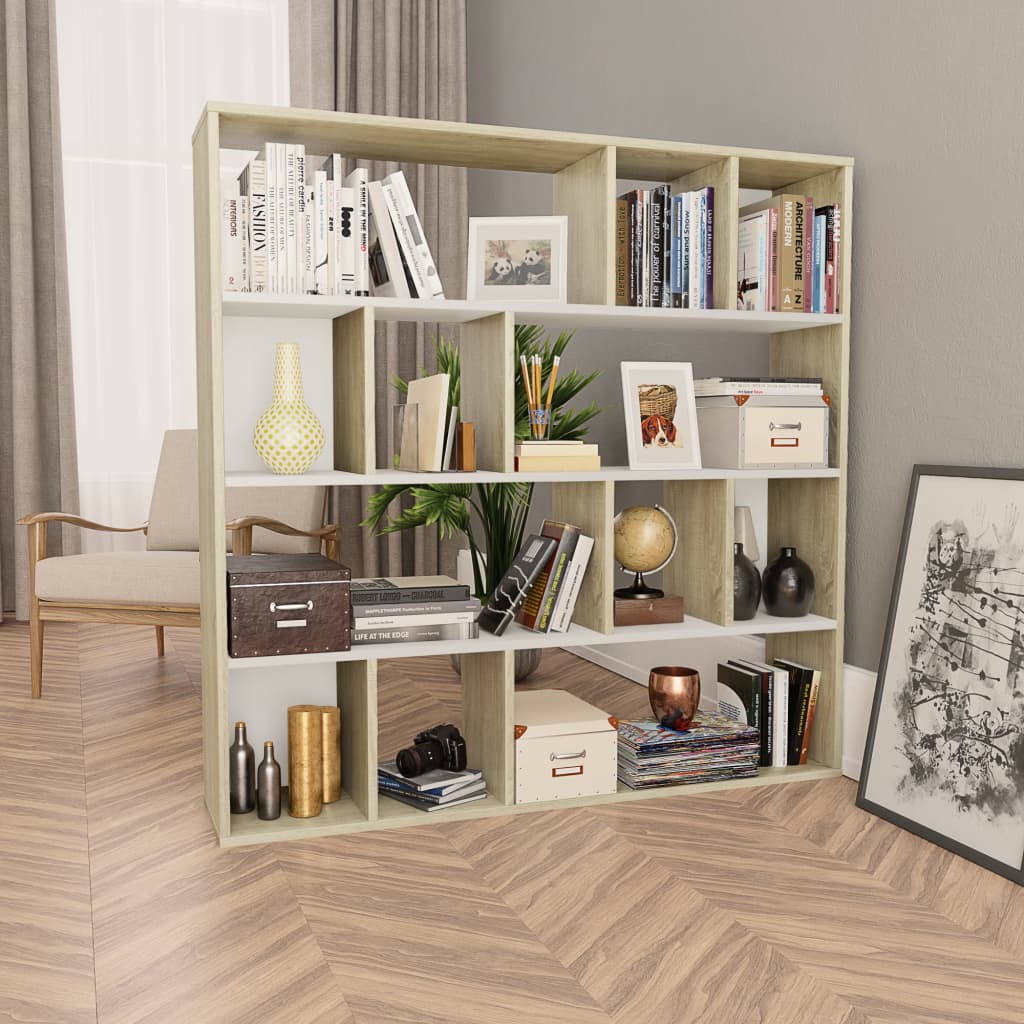 Room Divider/Book Cabinet Black 43.3"x9.4"x43.3" Chipboard