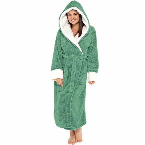 Bathrobe Long Sleeved Bathrobe Hooded Plush Robe Women Shawl long