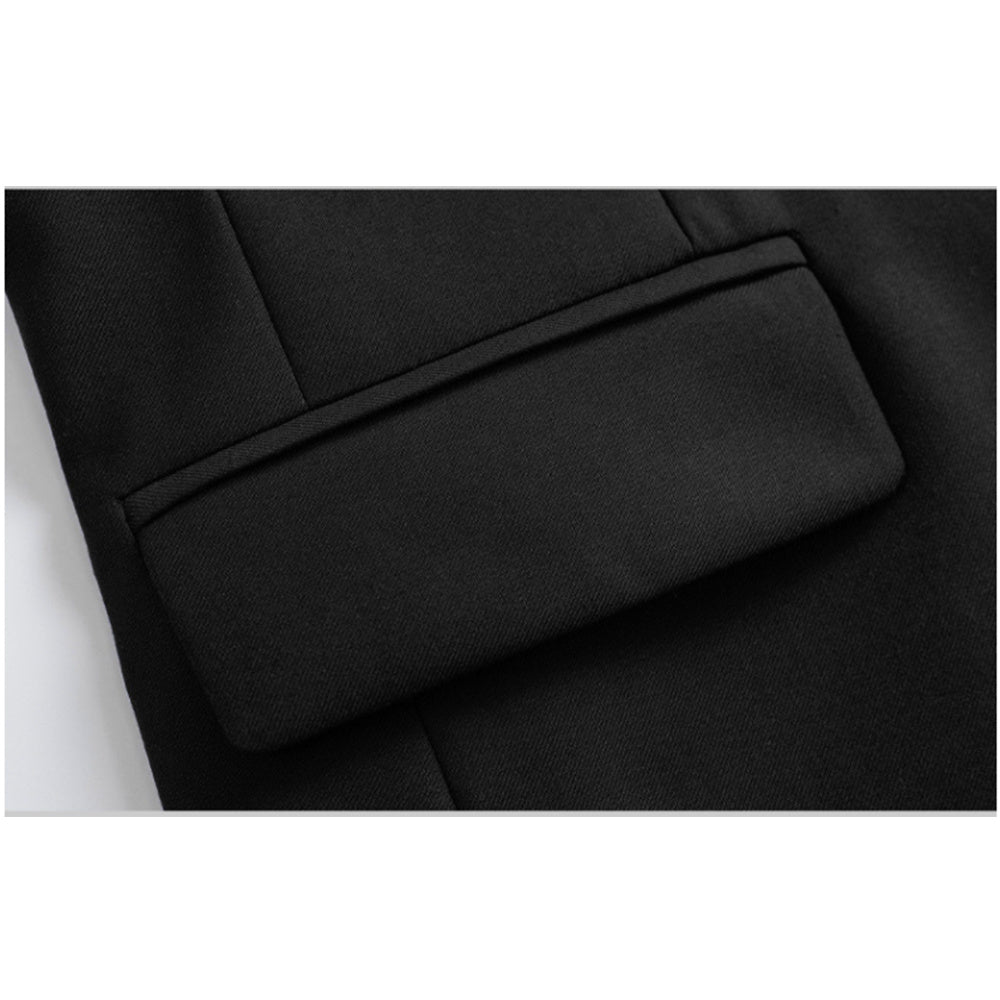 Men's Solid Color Casual Blazers Slim Fit Suit Collar Single Row Two Button Suit Jackets Groom Dress