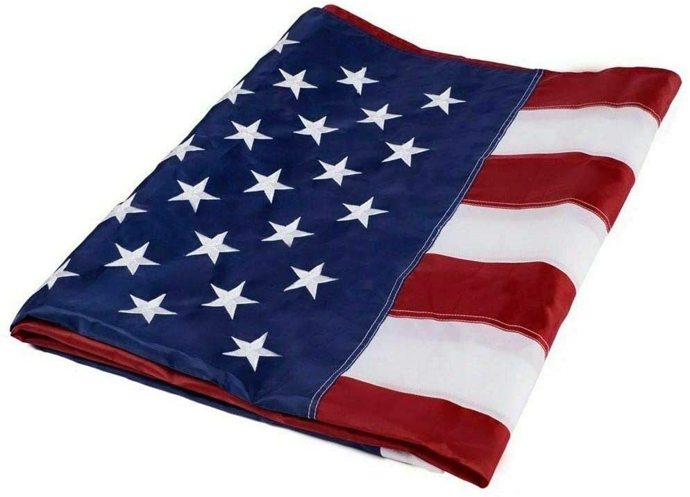 American Flag 10x15 ft 8x12 ft 6x10 ft 5x8 ft 4x6 ft 3x5 ft 2x3 ft Outdoor Heavy Duty Embroidered Stars USA Flag Sewn Stripes Fade Resistance Brass Grommets All Weather UV Active