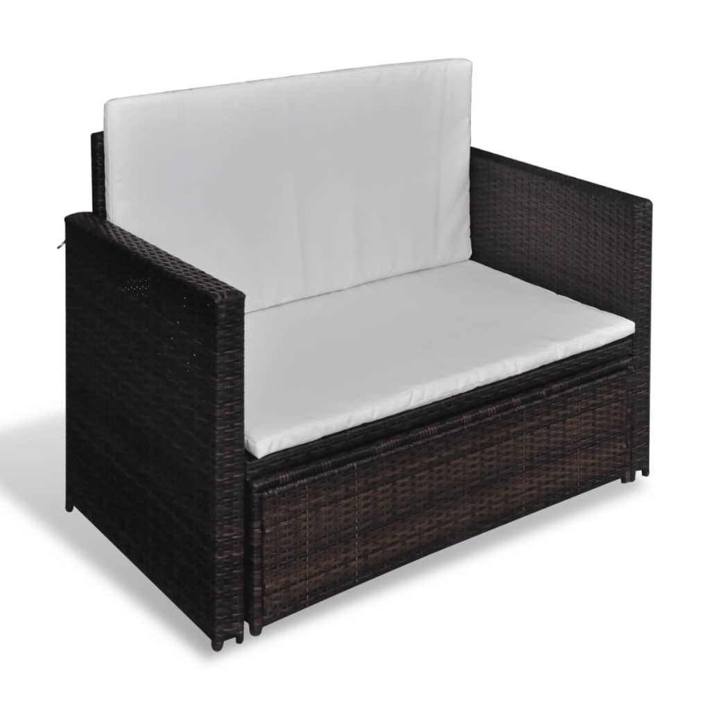 Patio Sofa Poly Rattan Brown