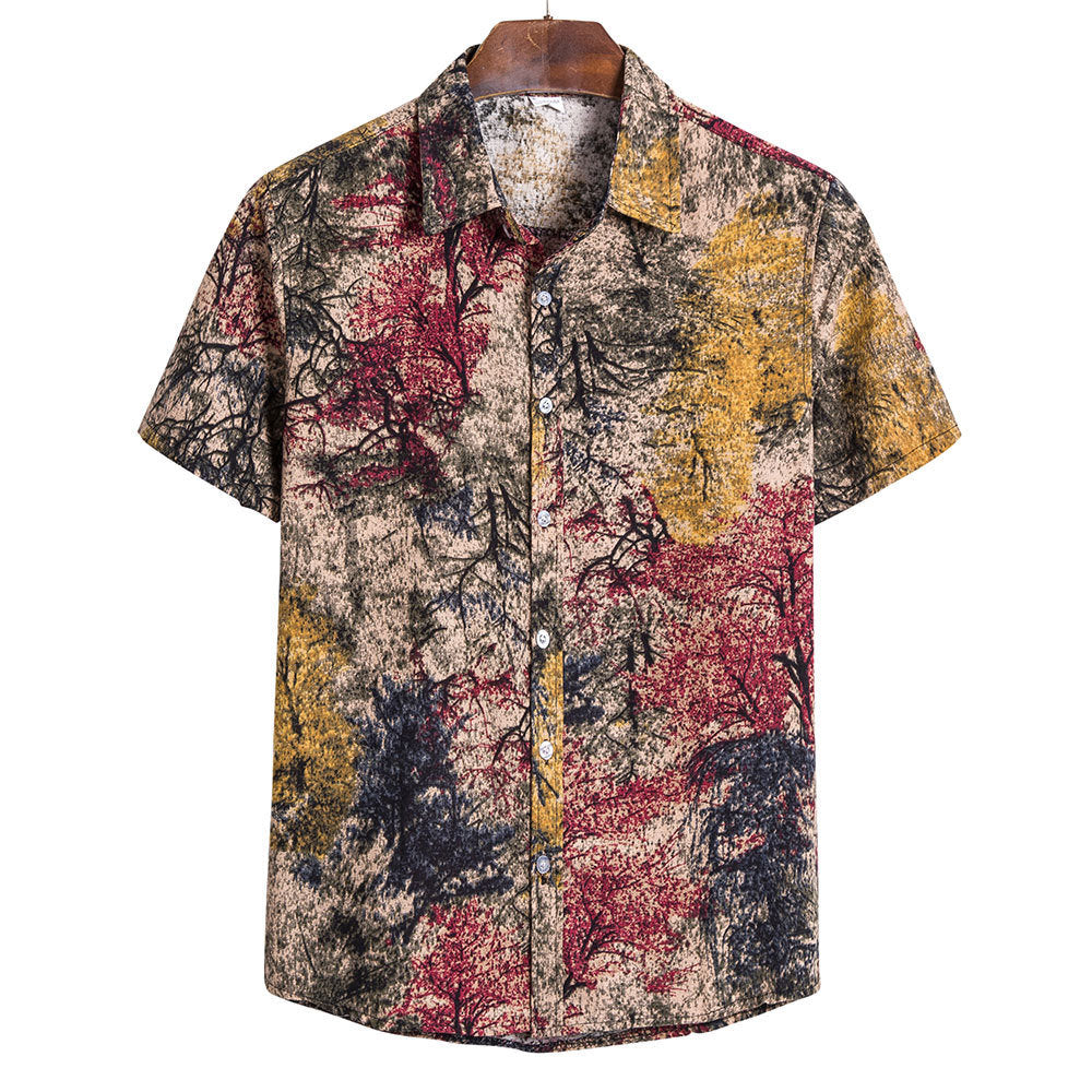 Men's Beach Shirt Hawaiian Short Sleeved Flower Shirt