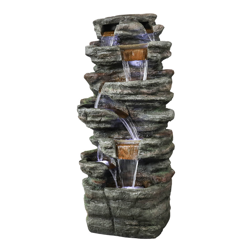 48inches Outdoor Garden Water Fountain with LED Light for Garden, Deck, Porch and Home Art Decor