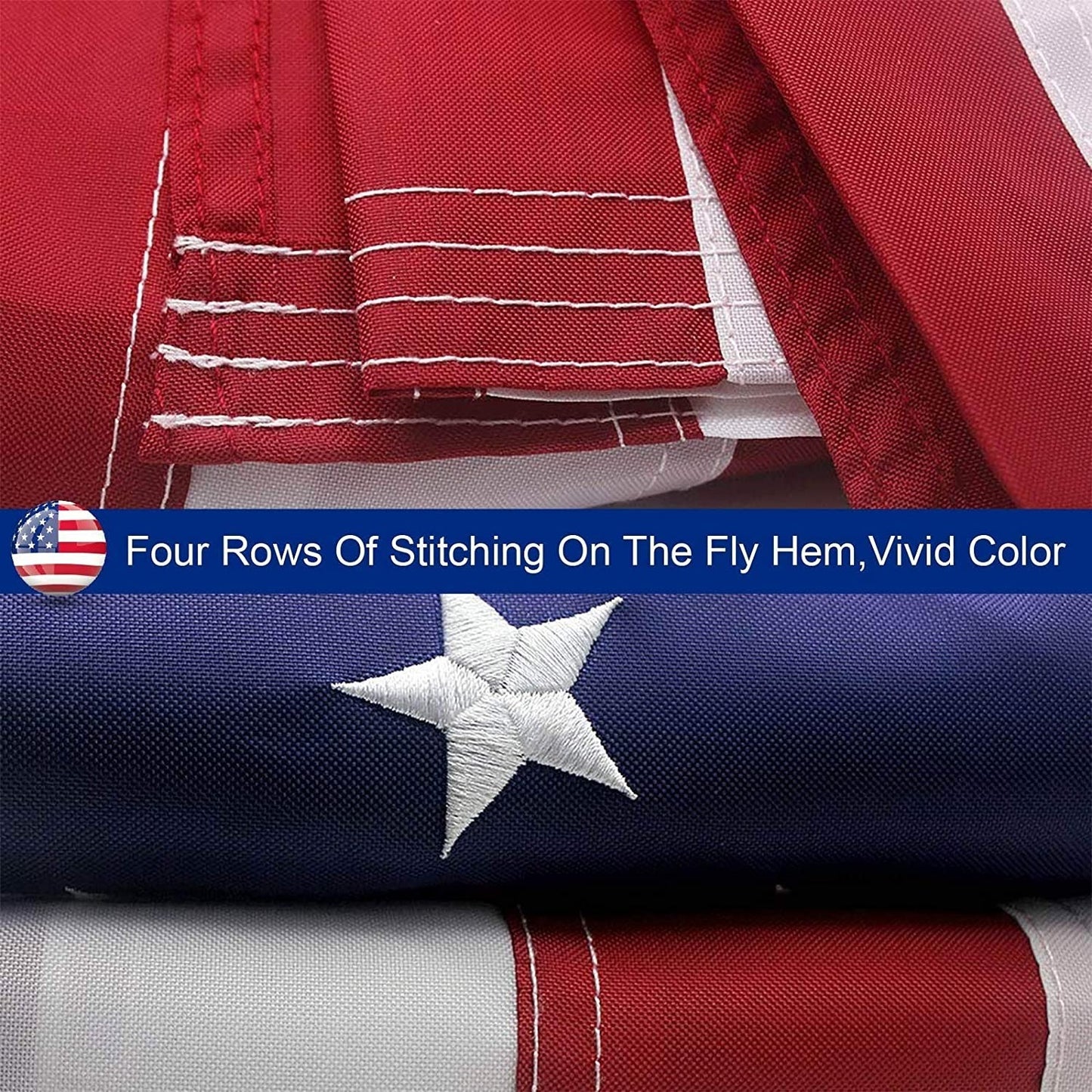 American Flag 10x15 ft 8x12 ft 6x10 ft 5x8 ft 4x6 ft 3x5 ft 2x3 ft Outdoor Heavy Duty Embroidered Stars USA Flag Sewn Stripes Fade Resistance Brass Grommets All Weather UV Active