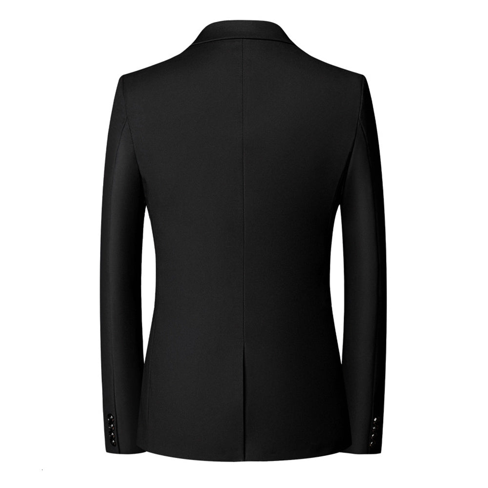 Men's Solid Color Casual Blazers Slim Fit Suit Collar Single Row Two Button Suit Jackets Groom Dress