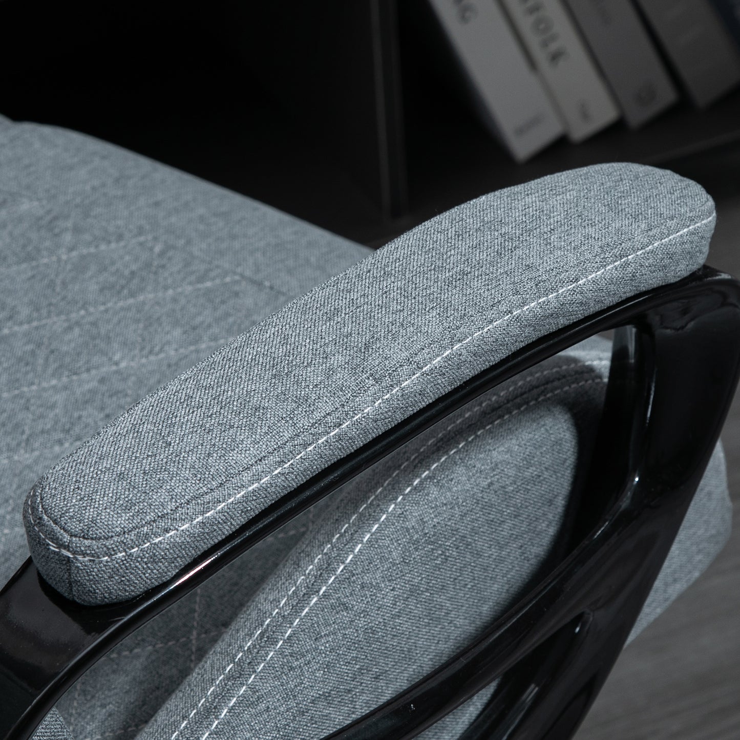 Ergonomic Home Office Chair High Back Task Computer Desk Chair with Padded Armrests, Linen Fabric, Swivel Wheels, and Adjustable Height, Grey