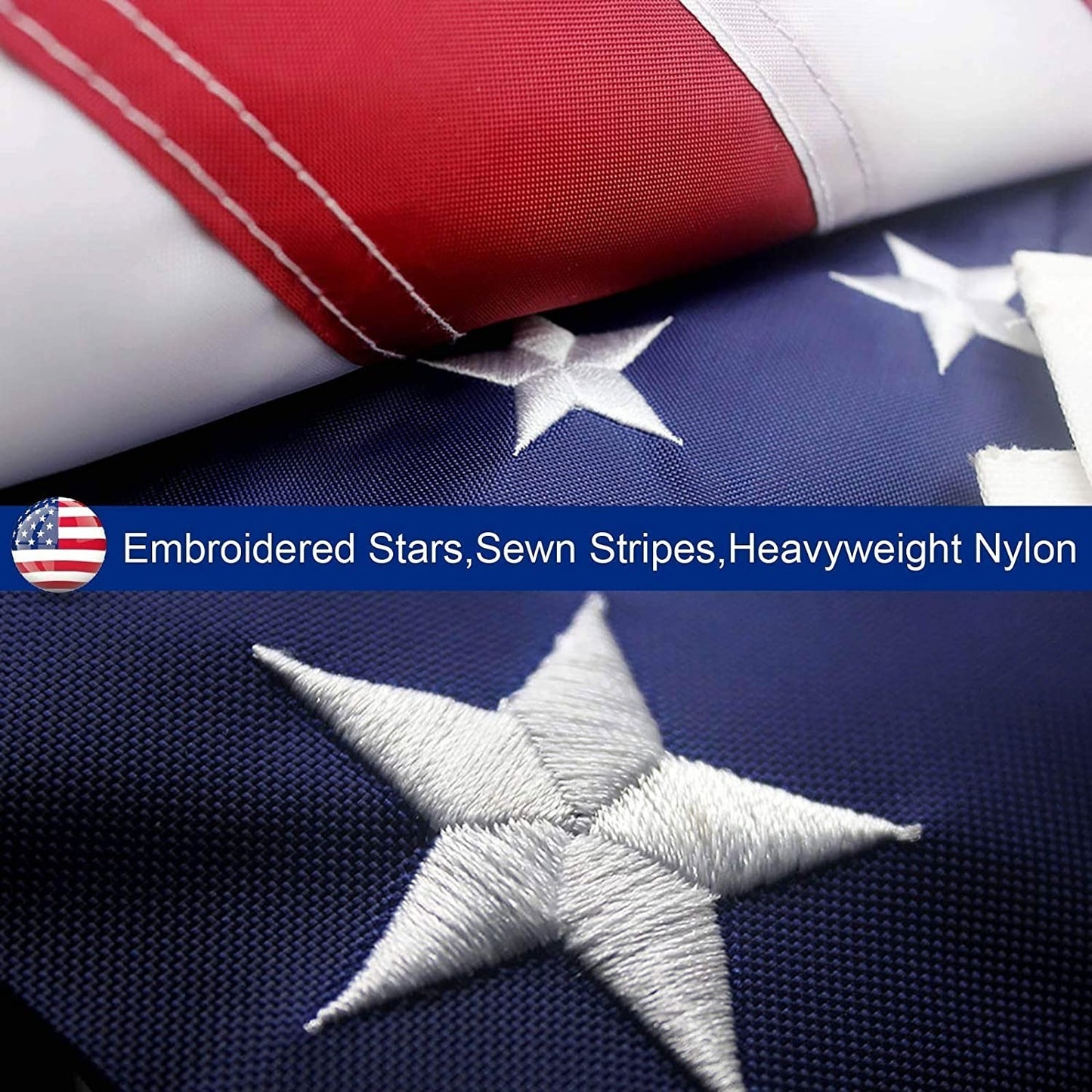 American Flag 10x15 ft 8x12 ft 6x10 ft 5x8 ft 4x6 ft 3x5 ft 2x3 ft Outdoor Heavy Duty Embroidered Stars USA Flag Sewn Stripes Fade Resistance Brass Grommets All Weather UV Active