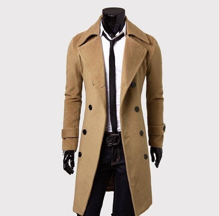 Wool Blend Trenchcoat Double Breasted Pea Coat