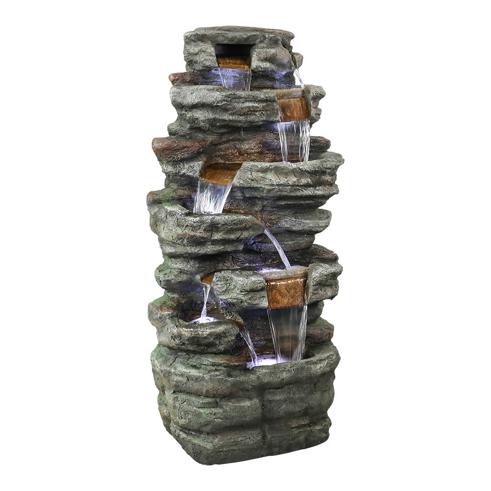 48inches Outdoor Garden Water Fountain with LED Light for Garden, Deck, Porch and Home Art Decor