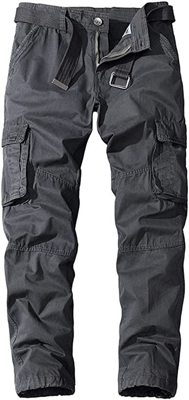 Men's Casual Pants Loose Straight Multi Pocket Outdoor Work Cotton Trousers