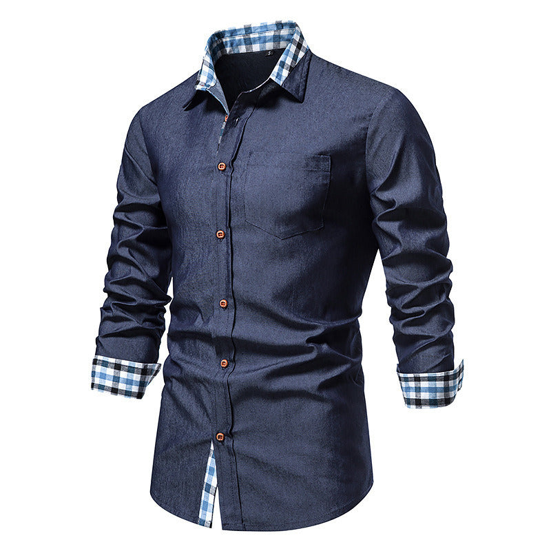 Men's Casual Button Down Shirts Long Sleeve Regular Denim Work Shirt