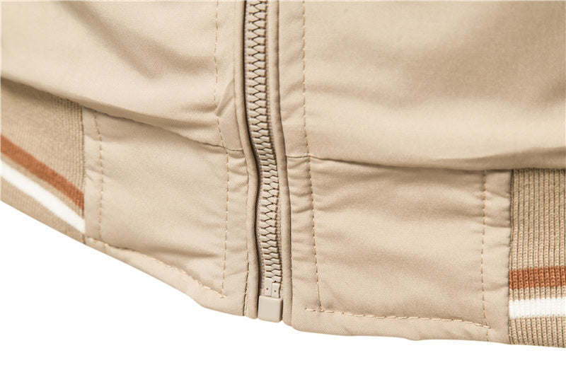 Aiopeson Solid Color Bomber Jacket Men Casual Slim Fit Baseball Mens