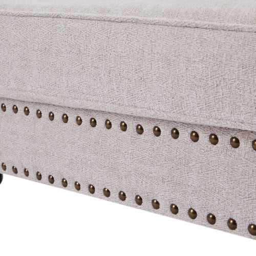 82" Chenille modern Upholstered Sofas 2 Seater Couches with Nails and Armrests (White)
