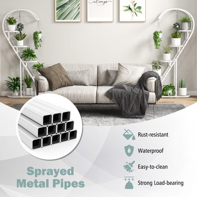 5 Tier Metal Plant Stand with Hanging Hook for Multiple Plants
