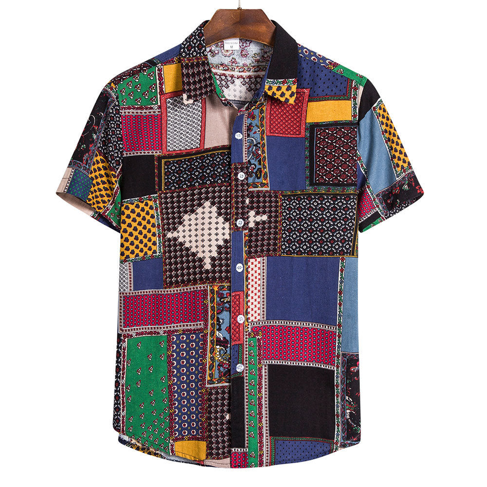 Men's Beach Shirt Hawaiian Short Sleeved Flower Shirt