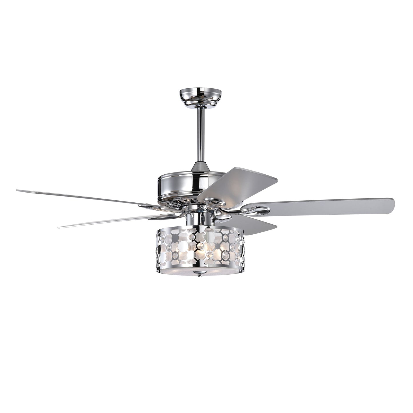 52" Elegant Ceiling Fan Light with Remote, Crystal Chandelier Fan 5 Chrome Reversible Wood Blades for Dinning Room Bedroom Living Room