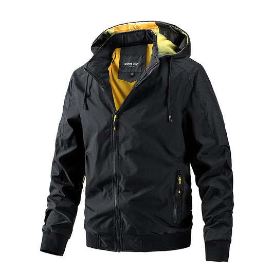 Spring Autumn 2022 Men Casual Jackets High Quality Vintage Luxury Detachable Hood Coat Zipper Pockets Fashion Trendy Streetwear
