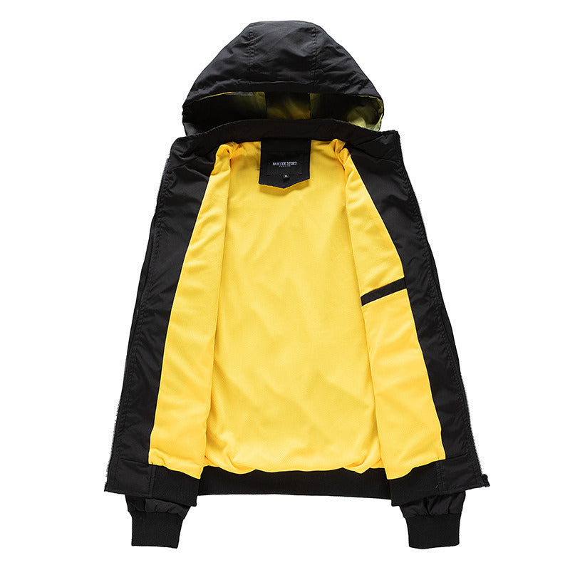 Spring Autumn 2022 Men Casual Jackets High Quality Vintage Luxury Detachable Hood Coat Zipper Pockets Fashion Trendy Streetwear