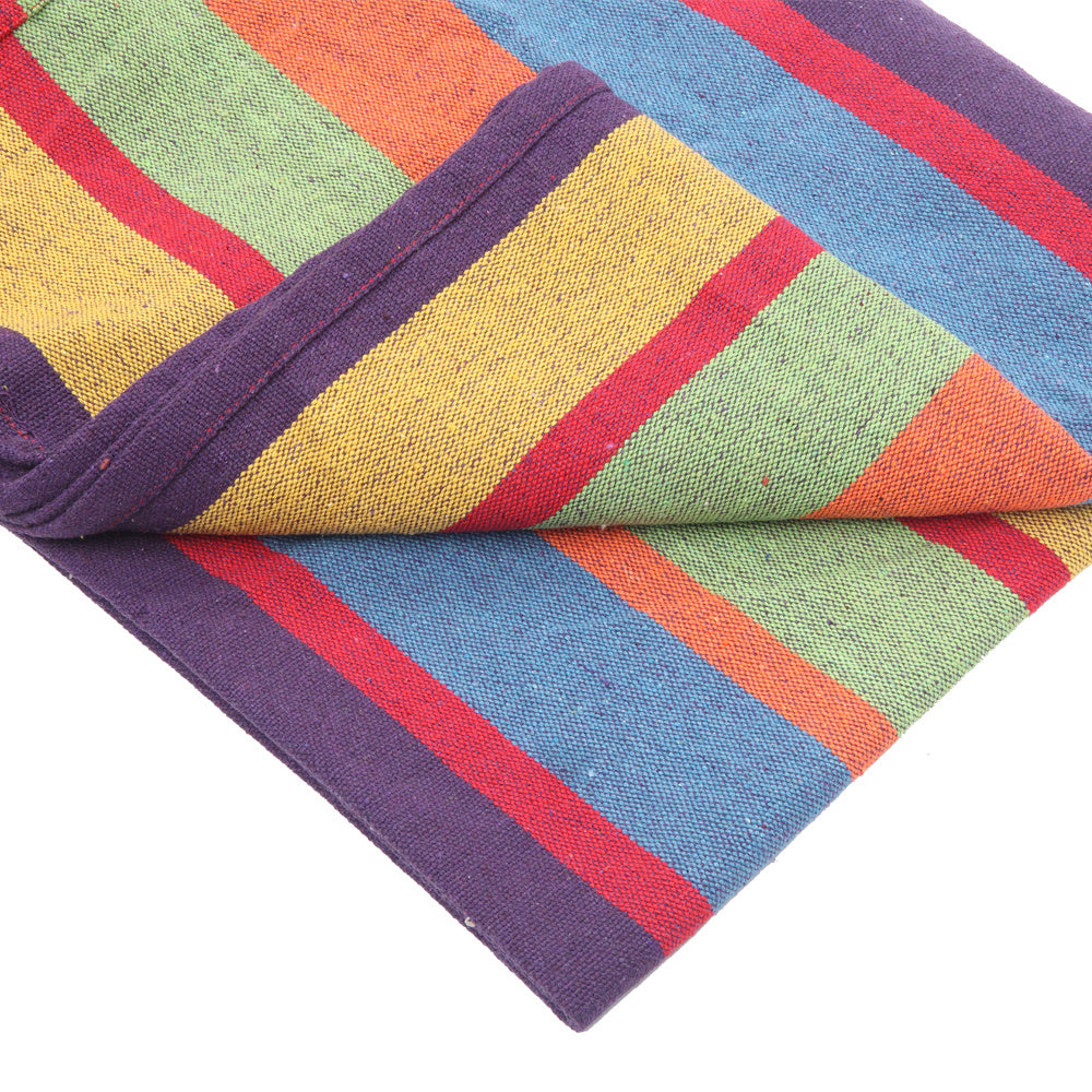 Polyester Cotton Hammock Small Color Stripe Natural Rope 200*150Cm With Two 2M Tie Ropes Back Bag AL