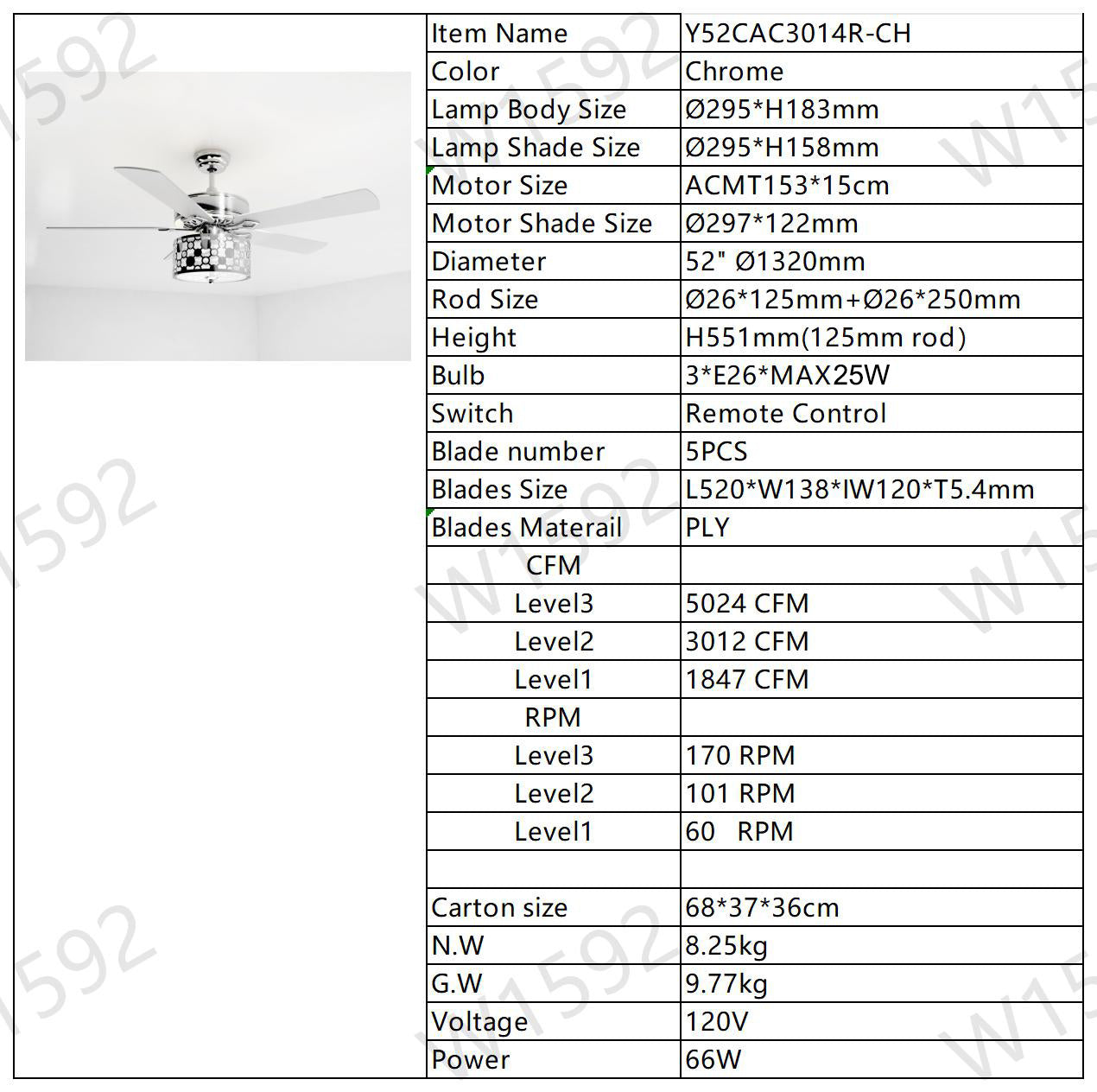 52" Elegant Ceiling Fan Light with Remote, Crystal Chandelier Fan 5 Chrome Reversible Wood Blades for Dinning Room Bedroom Living Room