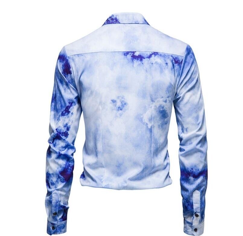 Men's Inkjet Printed Long Sleeve Button Down Shirt