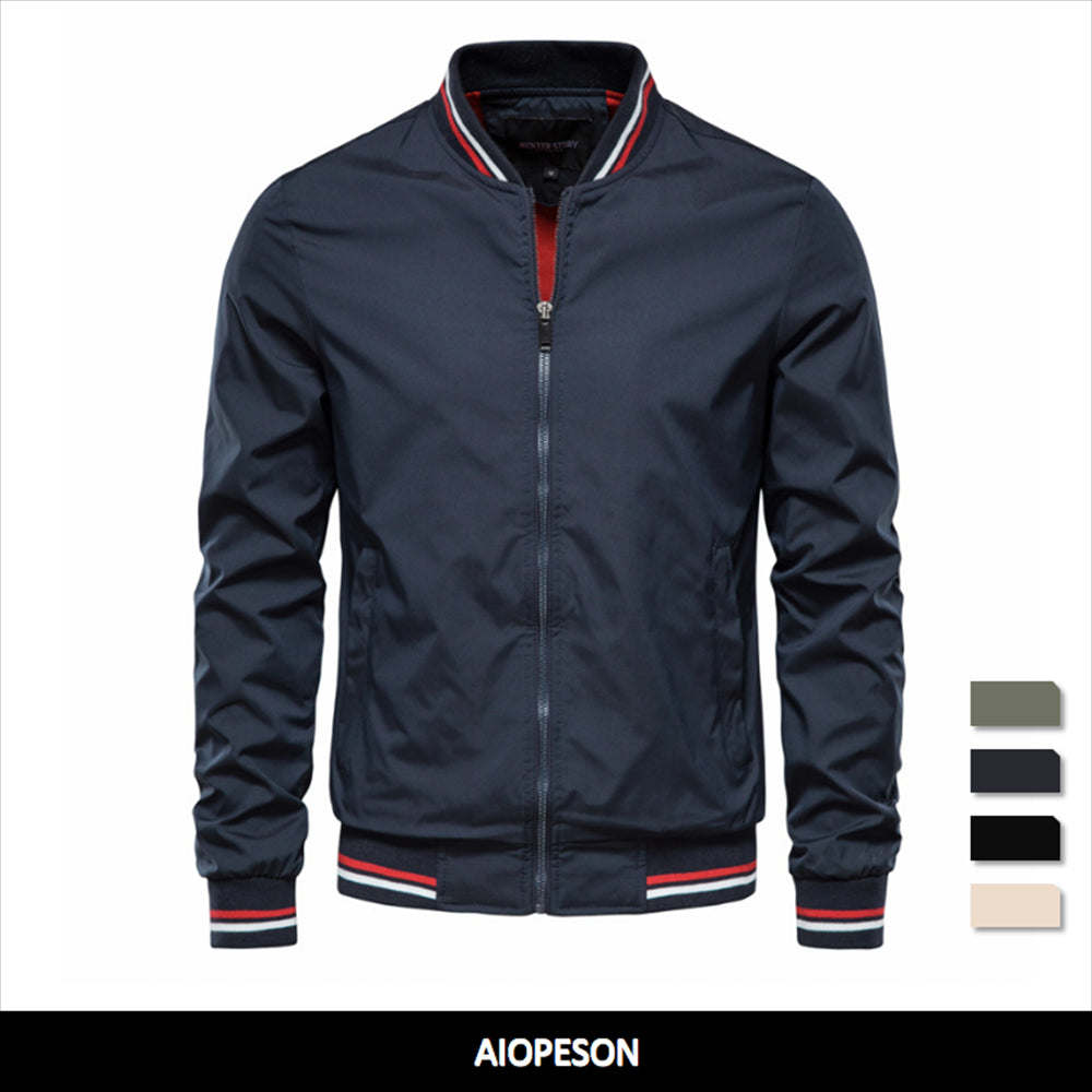 Aiopeson Solid Color Bomber Jacket Men Casual Slim Fit Baseball Mens