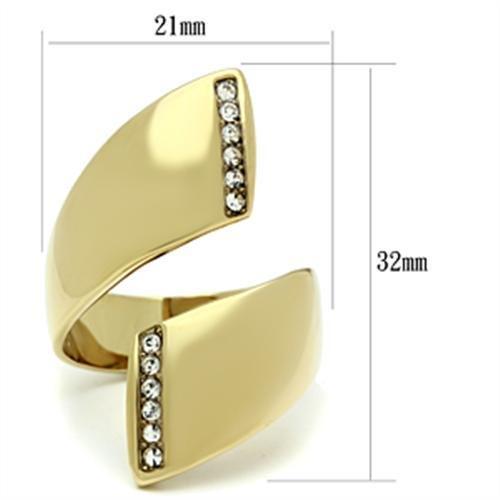 GL292 - IP Gold(Ion Plating) Brass Ring with Top Grade Crystal in