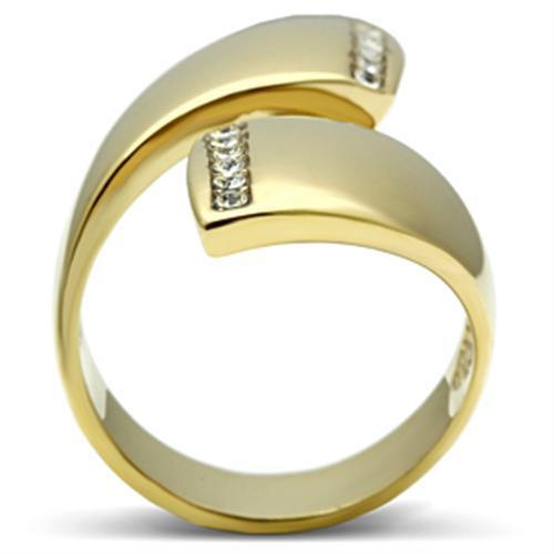 GL292 - IP Gold(Ion Plating) Brass Ring with Top Grade Crystal in