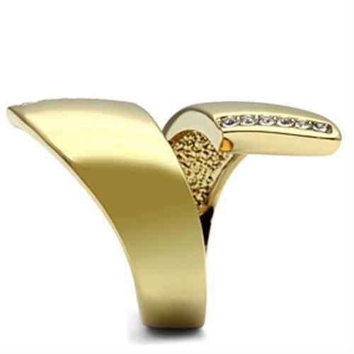 GL292 - IP Gold(Ion Plating) Brass Ring with Top Grade Crystal in