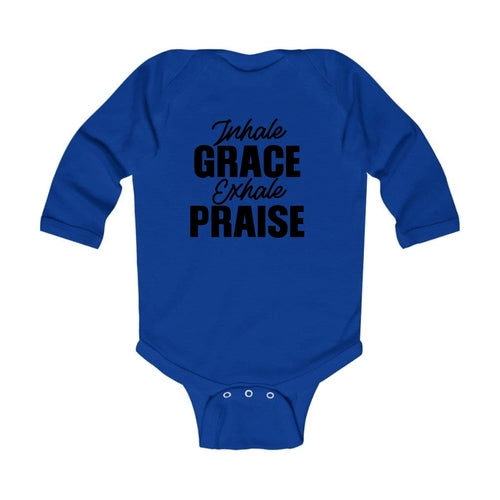 Infant Long Sleeve Graphic T-shirt Inhale Grace Exhale Praise Black