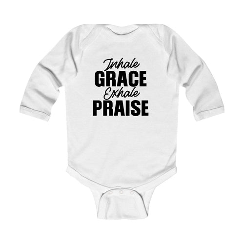 Infant Long Sleeve Graphic T-shirt Inhale Grace Exhale Praise Black