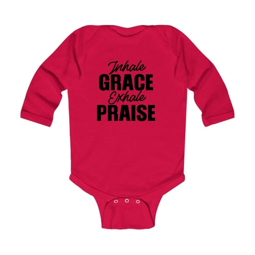 Infant Long Sleeve Graphic T-shirt Inhale Grace Exhale Praise Black
