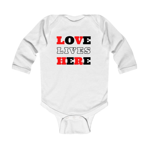 Infant Long Sleeve Graphic T-shirt Love Lives Here Christian Red