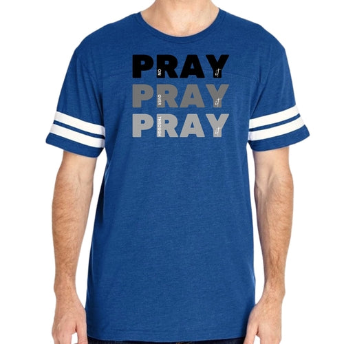 Mens Vintage Sport Graphic T-shirt Pray On It Over It Through It Print