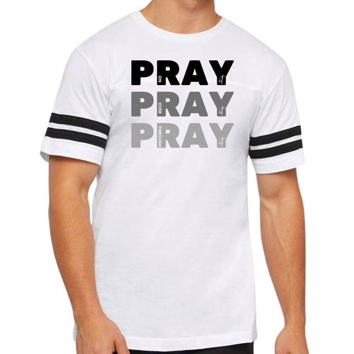 Mens Vintage Sport Graphic T-shirt Pray On It Over It Through It Print