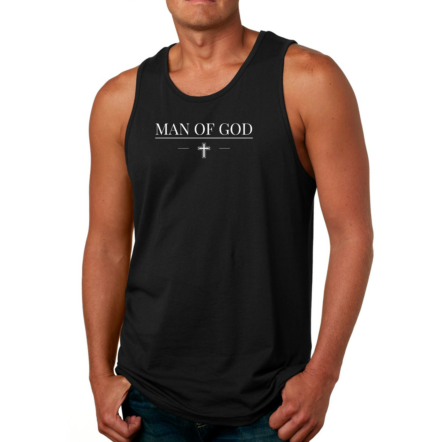 Mens Fitness Tank Top Graphic T-shirt Man Of God Print