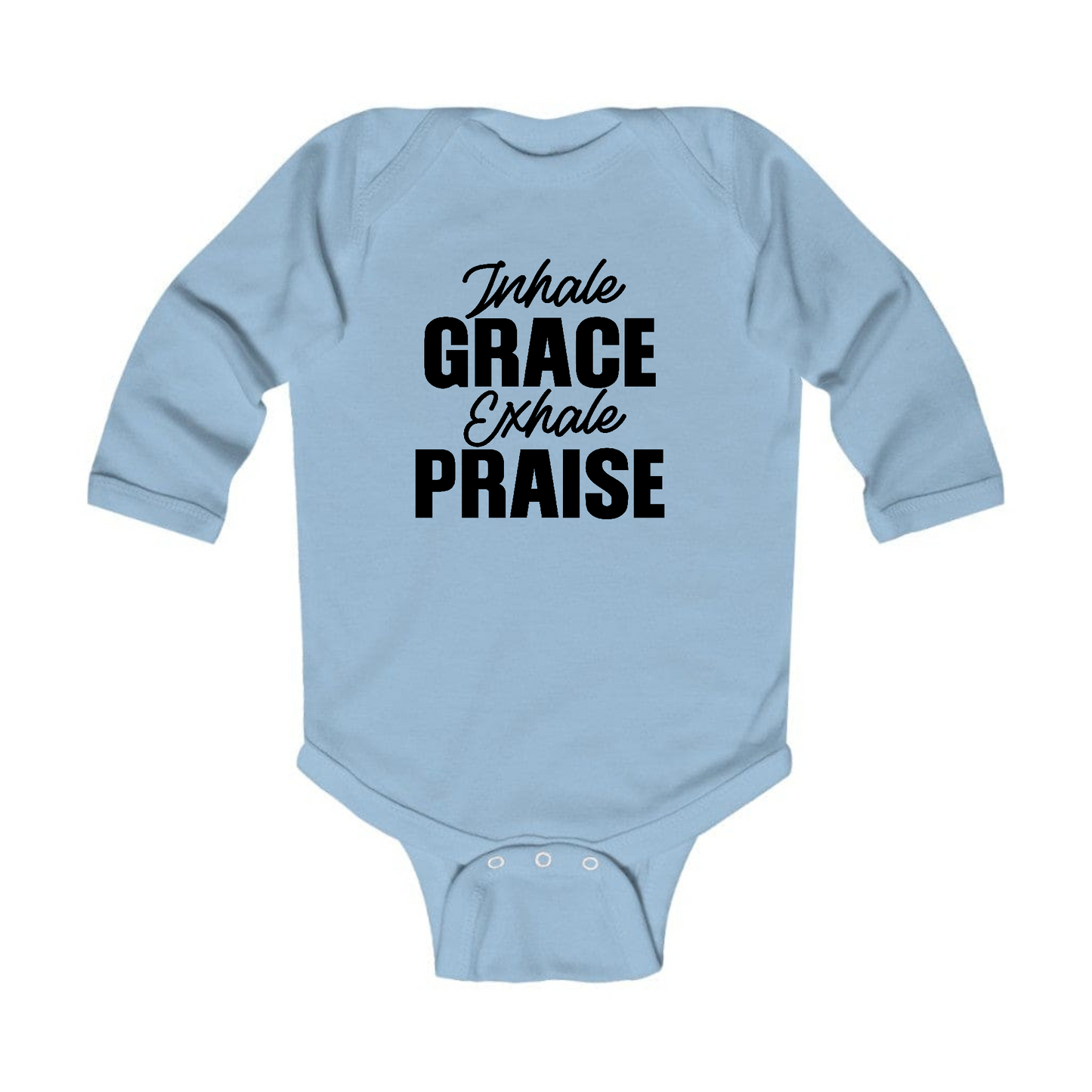 Infant Long Sleeve Graphic T-shirt Inhale Grace Exhale Praise Black