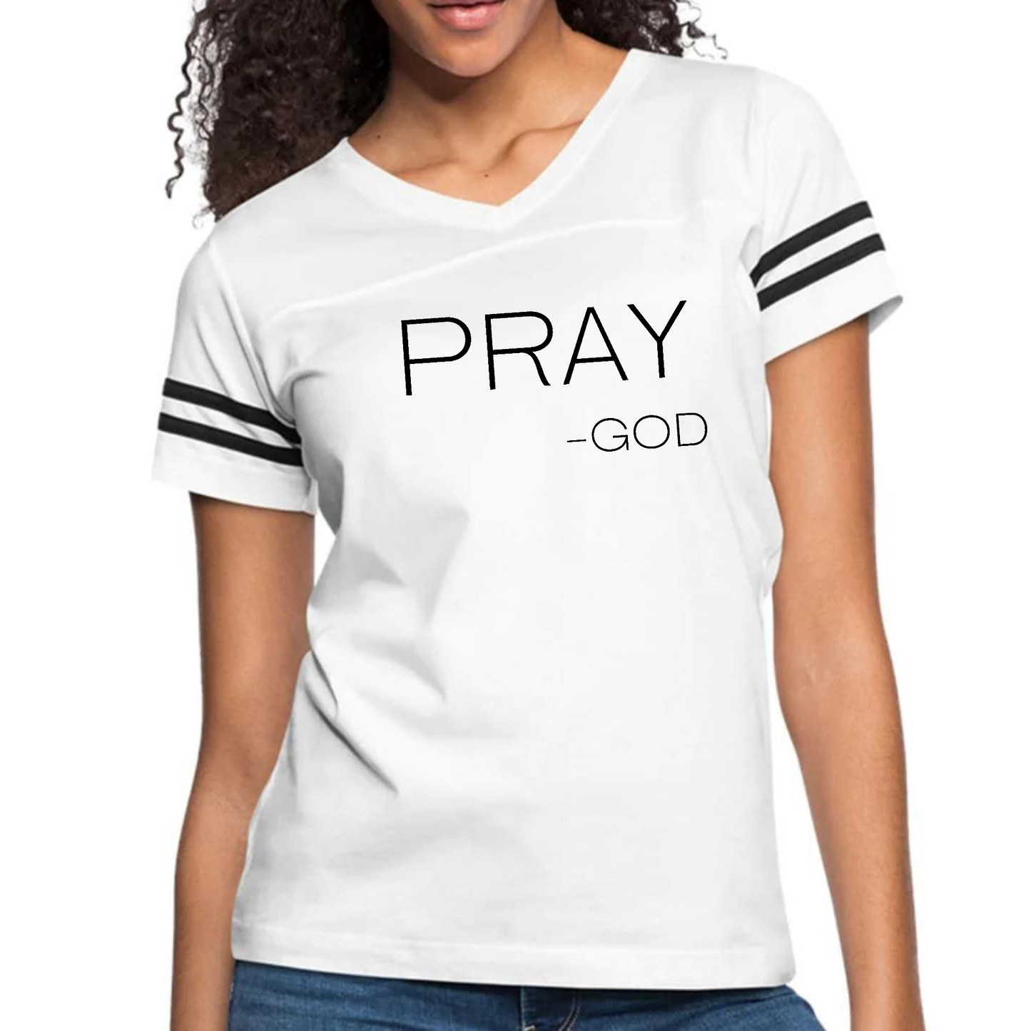 Womens Vintage Sport Graphic T-shirt, Say It Soul, ’pray-god’