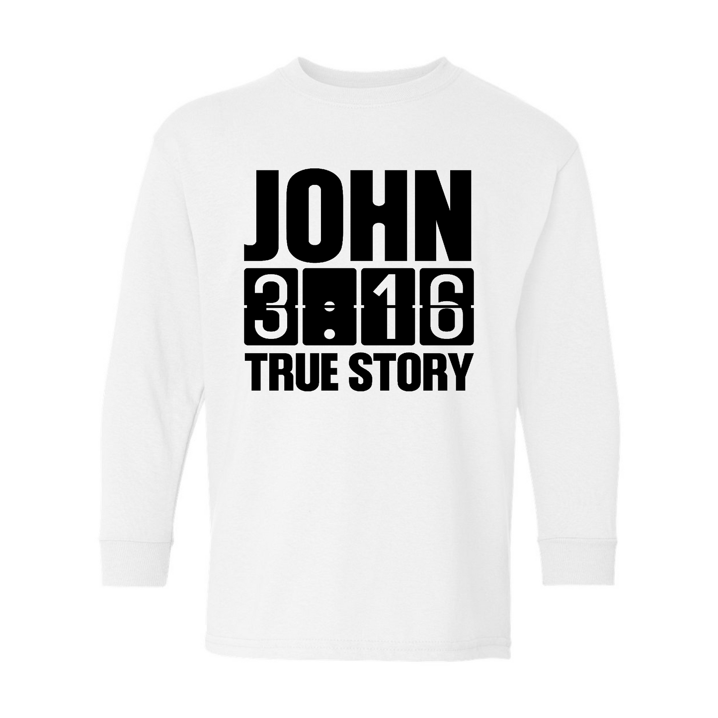 Youth Long Sleeve Graphic T-shirt, John 3:16 True Story Print