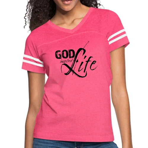 Womens Vintage Sport Graphic T-shirt, God Inspired Life Black