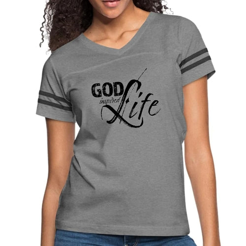 Womens Vintage Sport Graphic T-shirt, God Inspired Life Black
