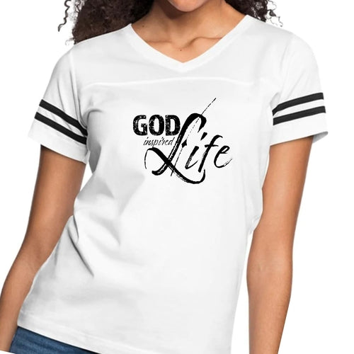 Womens Vintage Sport Graphic T-shirt, God Inspired Life Black