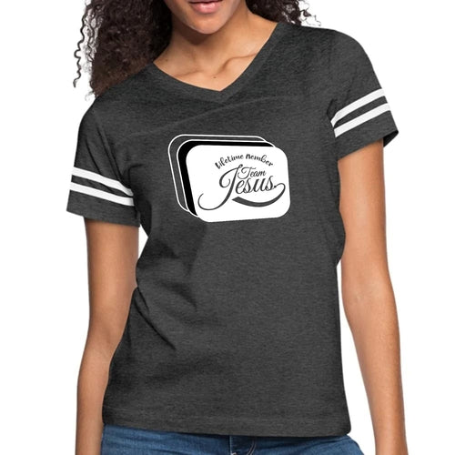Womens Vintage Sport Graphic T-shirt, Lifetime Member Team Jesus