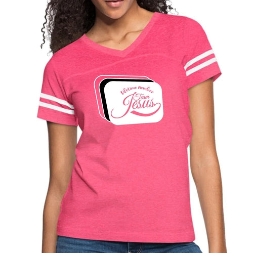Womens Vintage Sport Graphic T-shirt, Lifetime Member Team Jesus